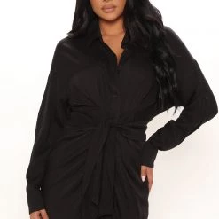 Fashion Nova Chloe Marie Midi Shirt Dress - Black -fashion nova dresses Shop 11 29 21Studio3 ME KG 11 58 31 27 VD7504 Black 8834 KL