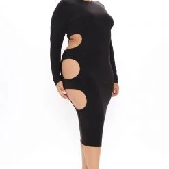 Fashion Nova Rocking Body Cut Out Midi Dress - Black -fashion nova dresses Shop 12 01 20Studio3 RT ON 13 48 40 59 D1267 Black 0801 PLUS RA