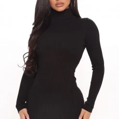 Fashion Nova Ready For Knit Sweater Mini Dress - Black