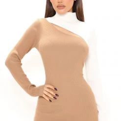 Fashion Nova Fall Fixation Sweater Midi Dress - Camel/combo -fashion nova dresses Shop 12 07 21Studio2 RT TB 09 28 25 8 RDAD5360FN Camelcombo P 3054 EH
