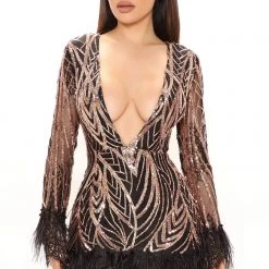 Fashion Nova Dirty Martinis All Night Sequin Dress - Black