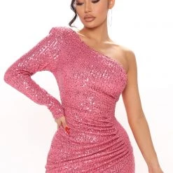 Fashion Nova First Strike One Shoulder Sequin Dress - Hot Pink -fashion nova dresses Shop 12 08 20Studio2 RT SD 10 15 49 13 ID2925 HotPink 11900 KL