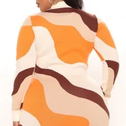 Fashion Nova Just Imagine Sweater Mini Dress - Orange/combo -fashion nova dresses Shop 12 09 21Studio3 RT MJ 09 20 23 2 JD5853BFN Orangecombo 3182 PLUS PB