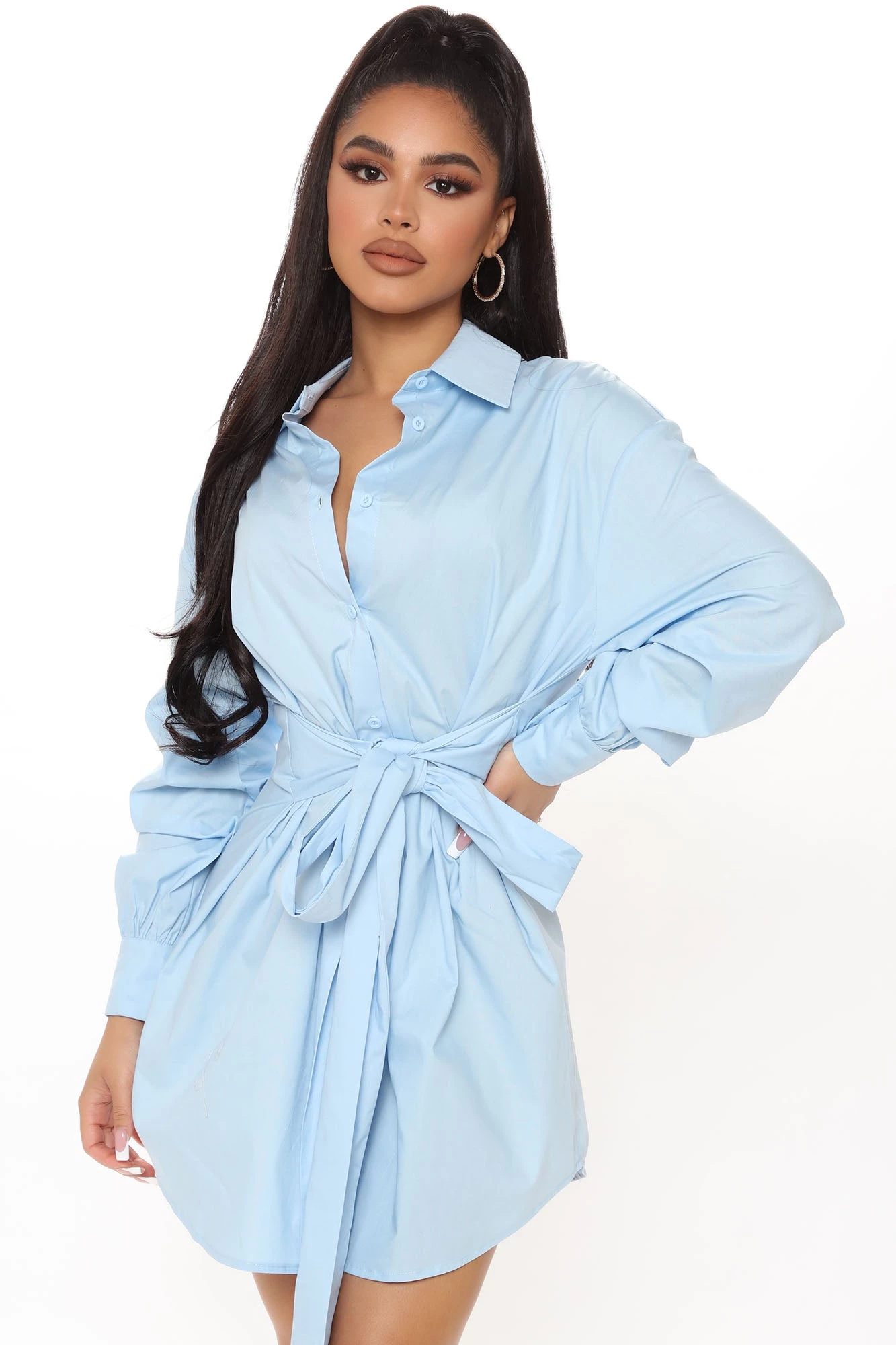 Fashion Nova Lisa Shirt Dress - Light Blue 4 Fashion Nova Lisa Shirt Dress - Light Blue - Image 2