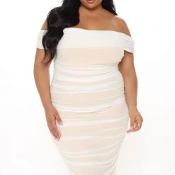 Fashion Nova Ready And Ruched Mesh Midi Dress - White -fashion nova dresses Shop 12 15 20Studio4 RM TB 09 55 14 5 73383 White 52936 PLUS RG