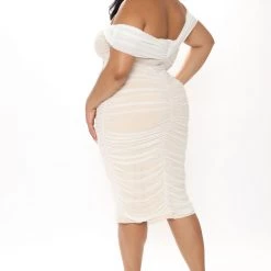 Fashion Nova Ready And Ruched Mesh Midi Dress - White -fashion nova dresses Shop 12 15 20Studio4 RM TB 09 55 56 5 73383 White 52943 PLUS RG