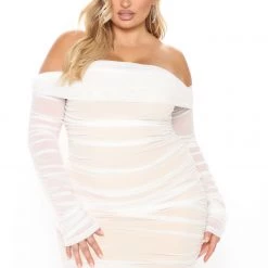 Fashion Nova Ready In A Ruched Off Shoulder Midi Dress - White -fashion nova dresses Shop 12 16 20Sudio3 SN SD 11 40 04 22 72844 White PLUS 0752 JK