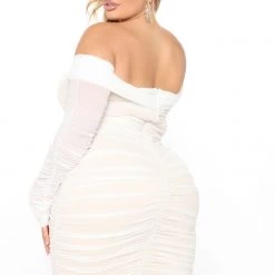 Fashion Nova Ready In A Ruched Off Shoulder Midi Dress - White -fashion nova dresses Shop 12 16 20Sudio3 SN SD 11 40 39 22 72844 White PLUS 0760 JK