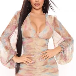 Fashion Nova Charley Long Sleeve Mini Dress - Brown/combo -fashion nova dresses Shop 12 28 20Studio2 PA SD 14 43 39 36 D30071 Browncombo 5379 EH