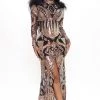 Fashion Nova Entourage Sequin Maxi Gown - Black/Gold