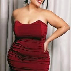 Fashion Nova All Ruched And Ready Midi Dress - Wine -fashion nova dresses Shop AllRuchedAndReadyMidiDress Wine MER PLUS