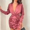 Fashion Nova All Ruffled Up Satin Mini Dress - Mauve -fashion nova dresses Shop AllRuffledUpSatinMiniDress Mauve