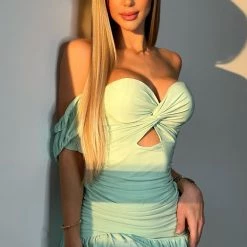 Fashion Nova Alora Ruched Mini Dress - Mint