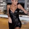 Fashion Nova Always A Flirt Satin Dress - Black
