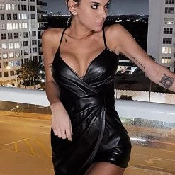 Fashion Nova Always A Flirt Satin Dress - Black