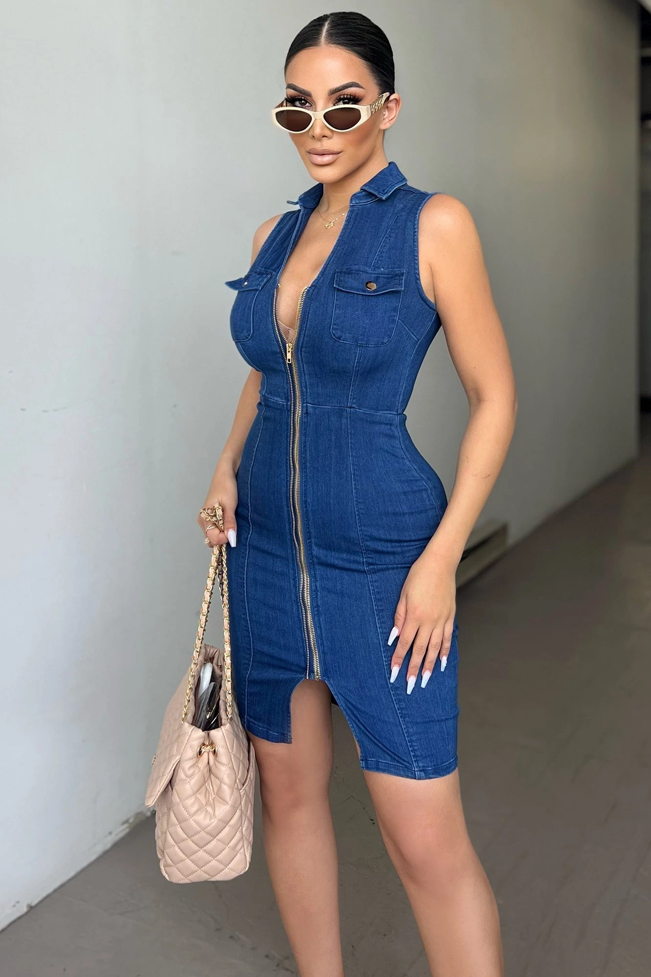 Fashion Nova Amaryllis Denim Mini Dress - Dark Wash 3 Fashion Nova Amaryllis Denim Mini Dress - Dark Wash