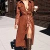 Fashion Nova Americana Faux Leather Maxi Dress - Camel