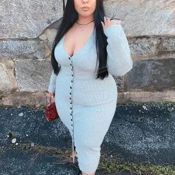 Fashion Nova Baby It's Cold Sweater Midi Dress - Heather Grey -fashion nova dresses Shop BabyIt sColdSweaterMidiDress HeatherGrey MER PLUS