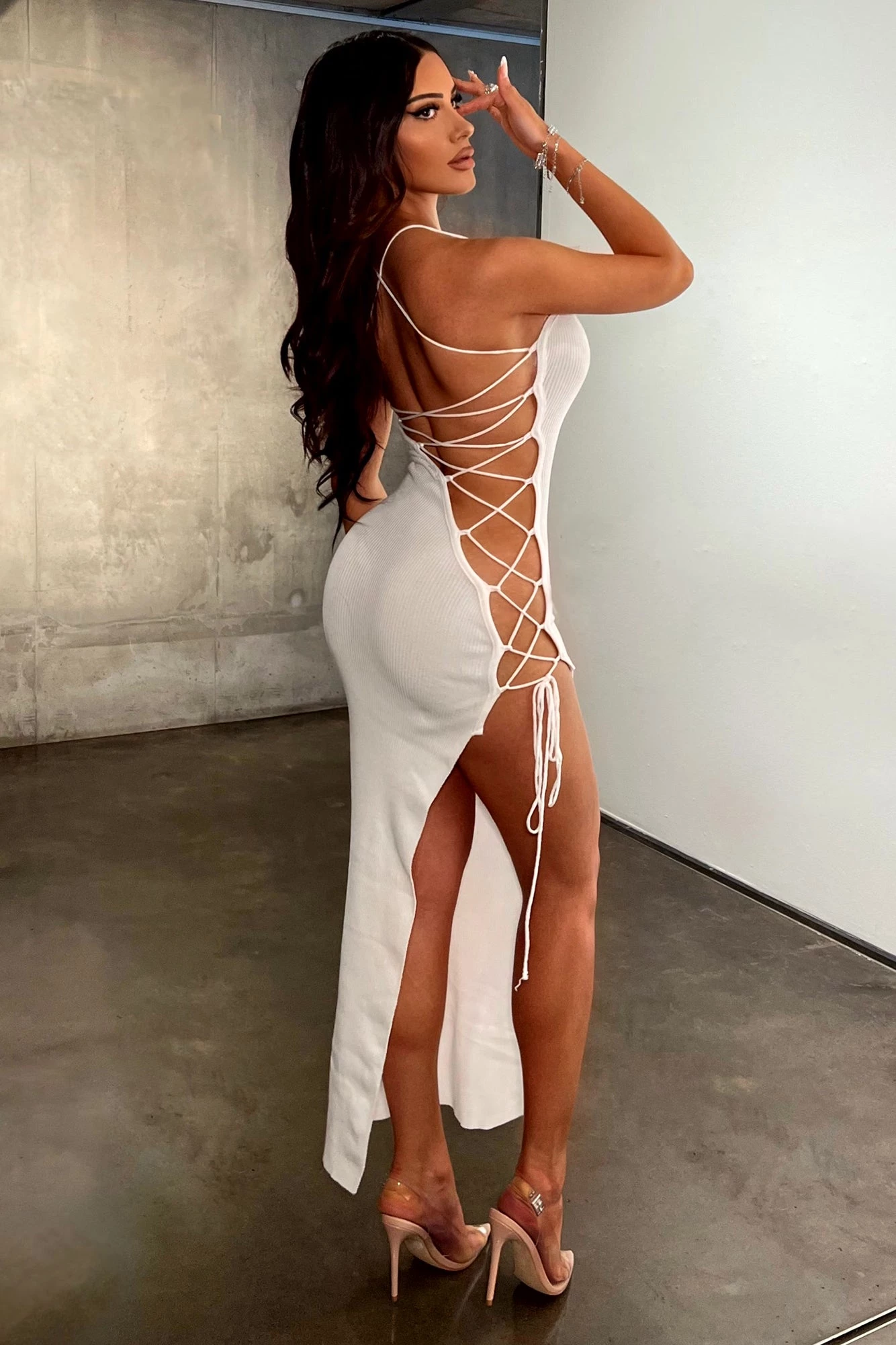 Fashion Nova Becca Lace Up Maxi Dress - White 3 Fashion Nova Becca Lace Up Maxi Dress - White