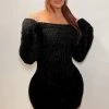Fashion Nova Bella Off Shoulder Sweater Dress - Black -fashion nova dresses Shop BellaOffShoulderSweaterDress Black MER
