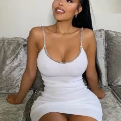 Fashion Nova Bling It Out Mini Dress - White