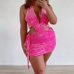 Fashion Nova Catch A Vibe Sequin Mini Dress - Pink -fashion nova dresses Shop CatchAVibeSequinMiniDress Pink MER PLUS