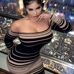 Fashion Nova Catch Me Offline Sweater Dress - Black/Brown