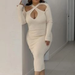 Fashion Nova Caught Looking Sweater Midi Dress - Cream 13 Fashion Nova Caught Looking Sweater Midi Dress - Cream -fashion nova dresses Shop CaughtLookingSweaterMidiDress Cream MER plus