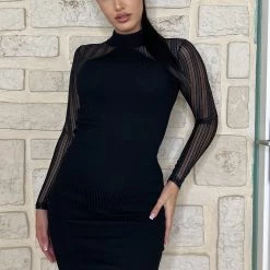 Fashion Nova Cierra Sweater Midi Dress - Black