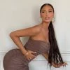 Fashion Nova Delanie Ruched Midi Dress - Brown -fashion nova dresses Shop DelanieRuchedMidiDress Brown MER