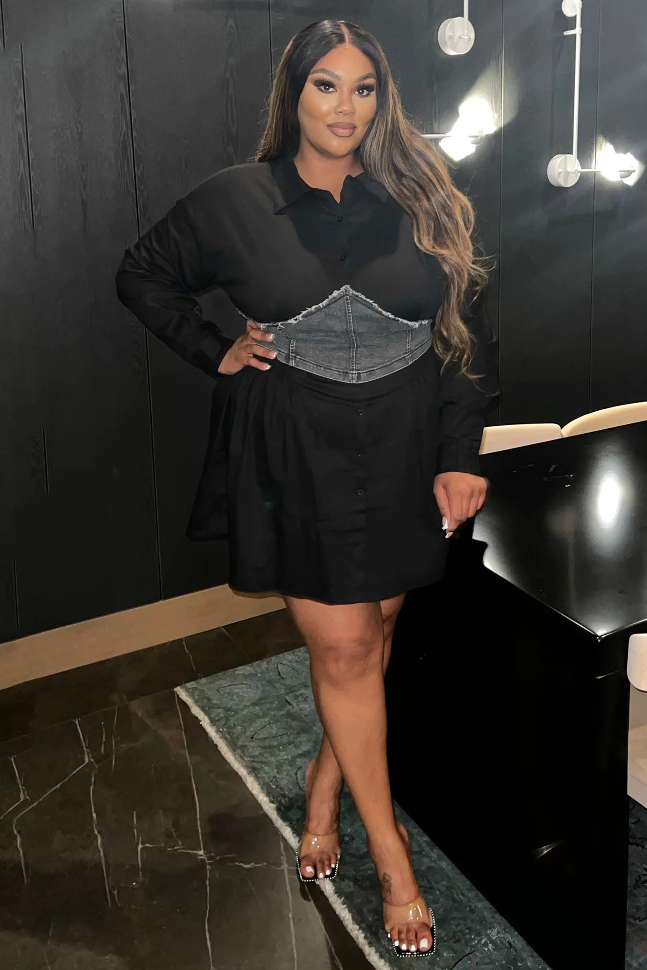 Fashion Nova Demi Corset Shirt Dress - Black 7 Fashion Nova Demi Corset Shirt Dress - Black - Image 5