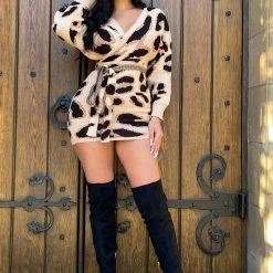 Fashion Nova Don't Hate Sweater Mini Dress - Taupe