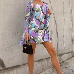 Fashion Nova Eliane Mesh Mini Dress Set - Lavender/combo