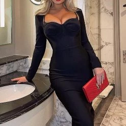 Fashion Nova Elisabel Bandage Midi Dress - Black