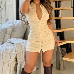 Fashion Nova Elodie Ribbed Mini Dress - Yellow