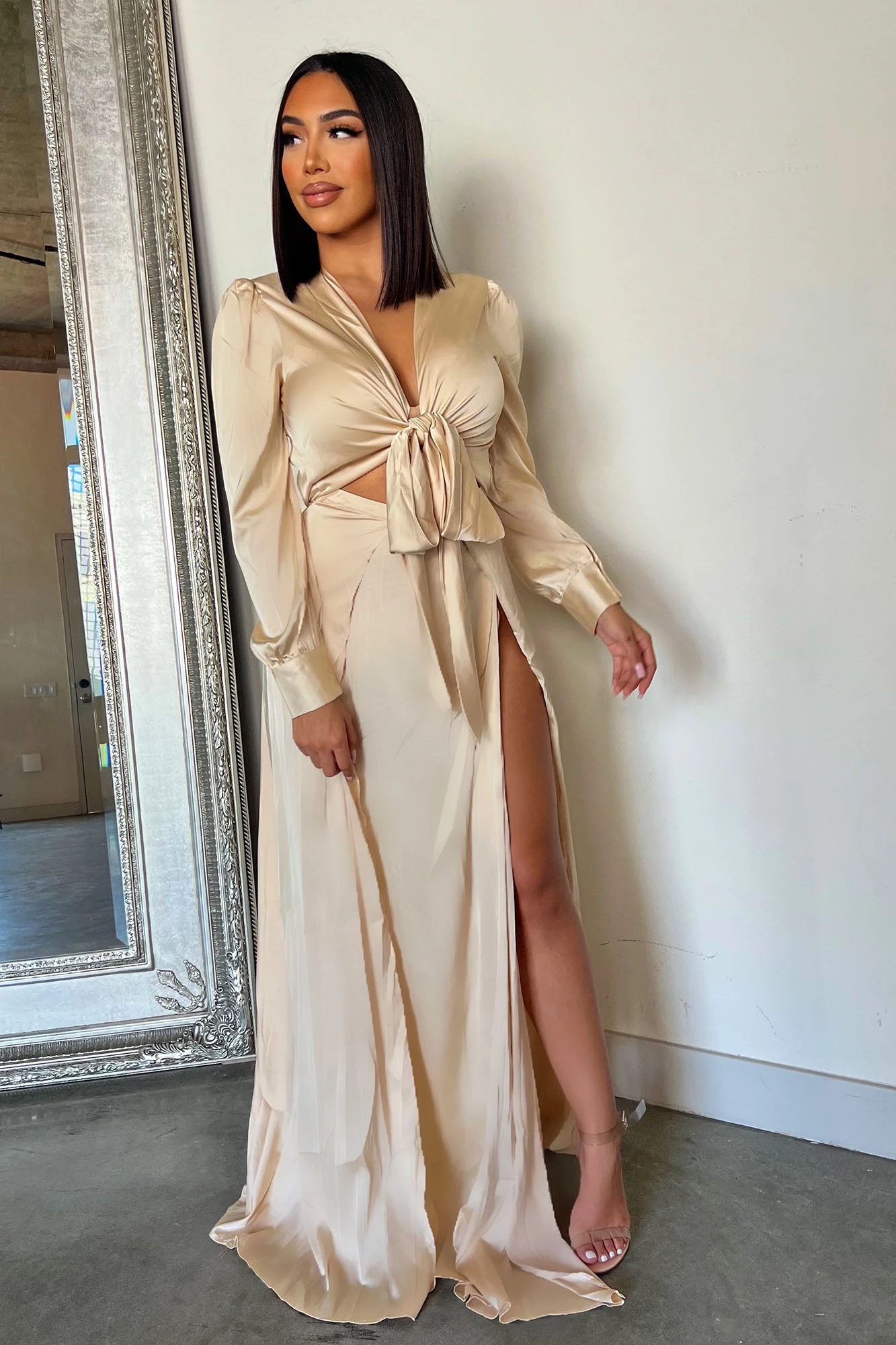 Fashion Nova Entice Me Satin Maxi Dress - Cream 3 Fashion Nova Entice Me Satin Maxi Dress - Cream