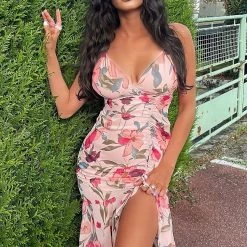 Fashion Nova Exciting Moments Floral Maxi Dress - Peach