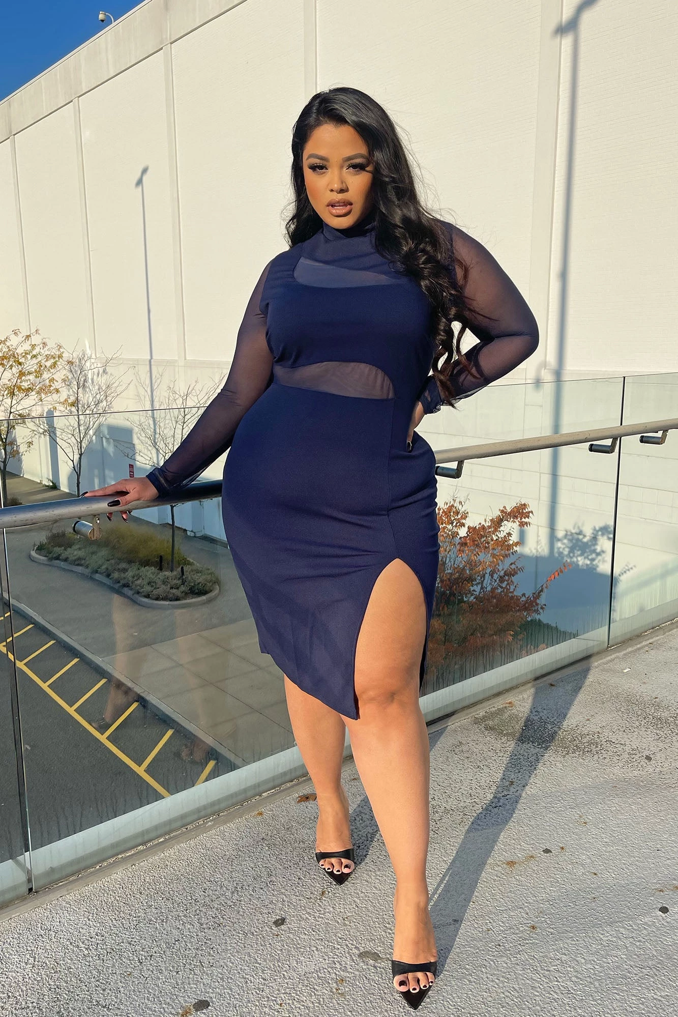 Fashion Nova Fallen Angel Mesh Midi Dress - Navy 10 Fashion Nova Fallen Angel Mesh Midi Dress - Navy - Image 8