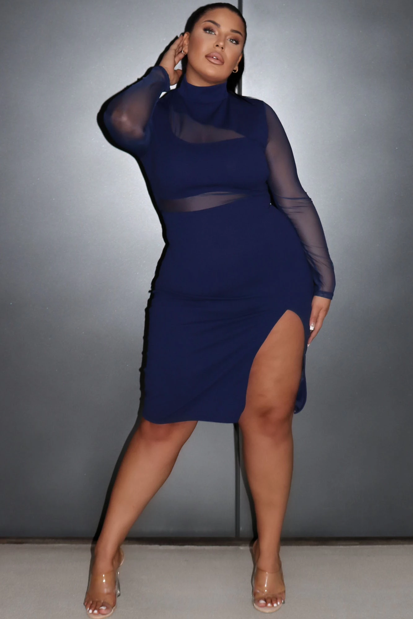 Fashion Nova Fallen Angel Mesh Midi Dress - Navy 9 Fashion Nova Fallen Angel Mesh Midi Dress - Navy - Image 7