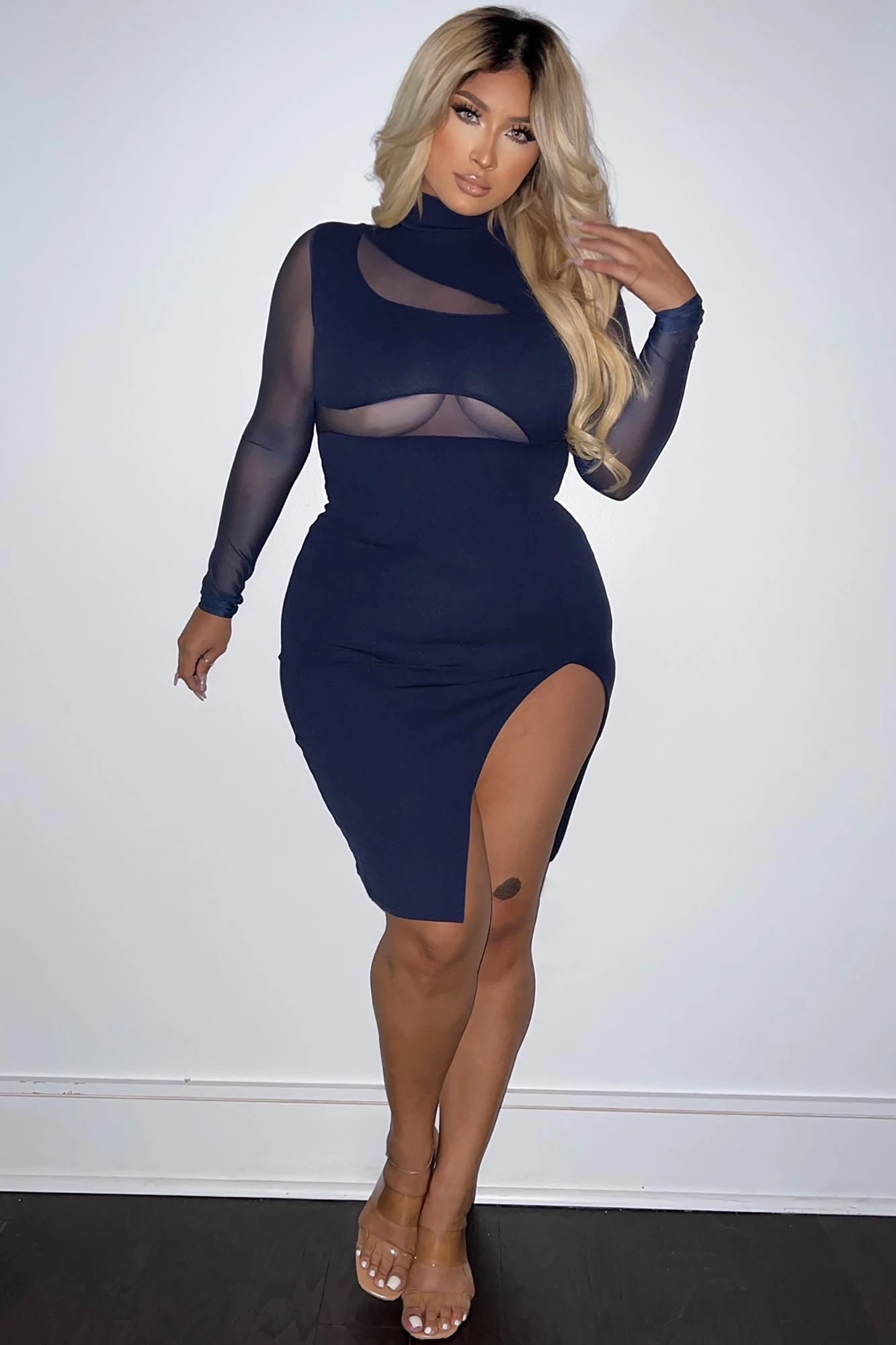Fashion Nova Fallen Angel Mesh Midi Dress - Navy 8 Fashion Nova Fallen Angel Mesh Midi Dress - Navy - Image 6