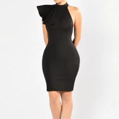 Fashion Nova Ruffle Butter Dress - Black