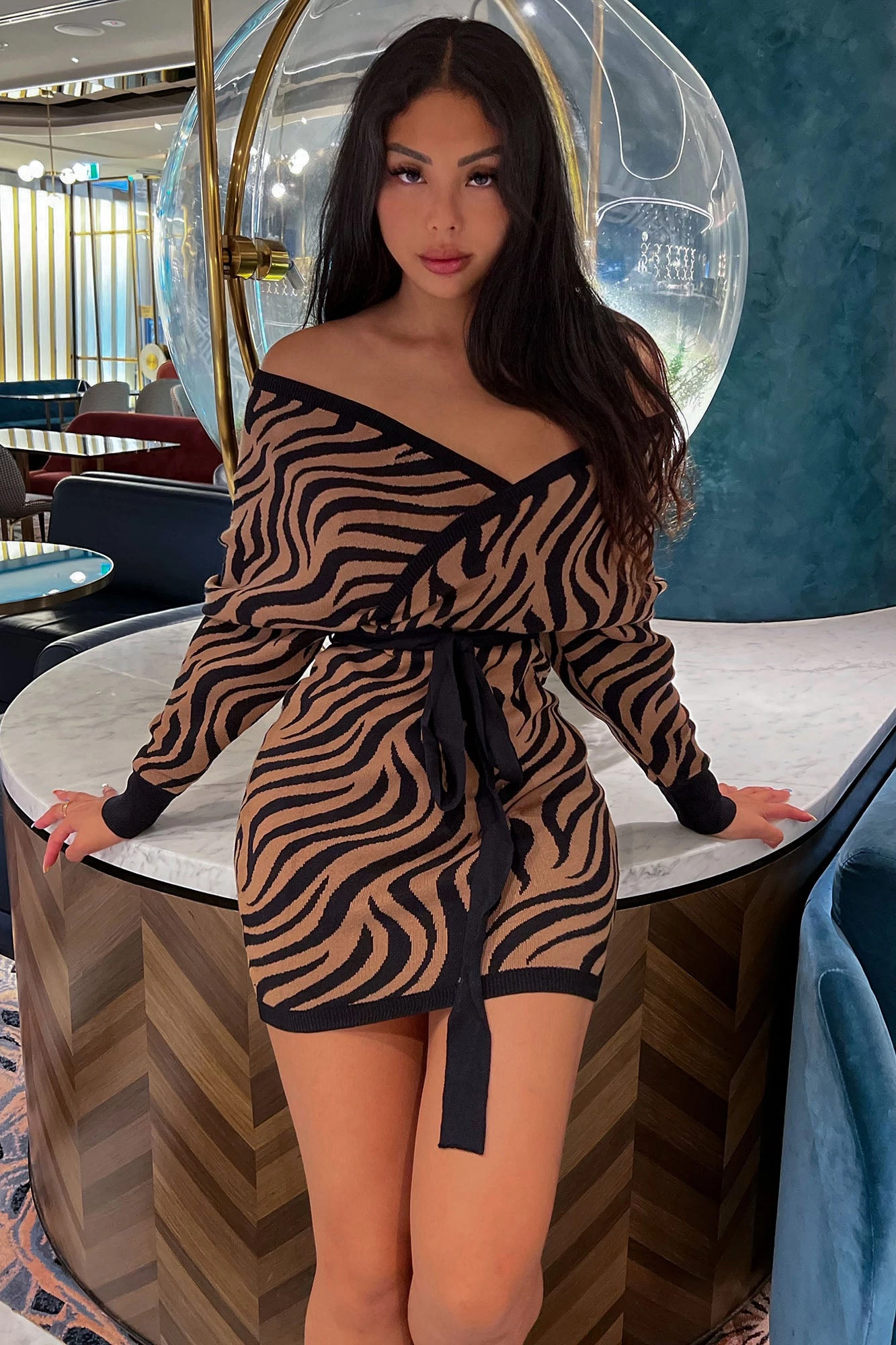 Fashion Nova Free To Roam Zebra Sweater Dress - Brown/combo 4 Fashion Nova Free To Roam Zebra Sweater Dress - Brown/combo - Image 2