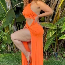 Fashion Nova Gonna Love You Anyway Maxi Dress - Orange -fashion nova dresses Shop GonnaLoveYouAnywayMaxiDress Orange MER PLUS