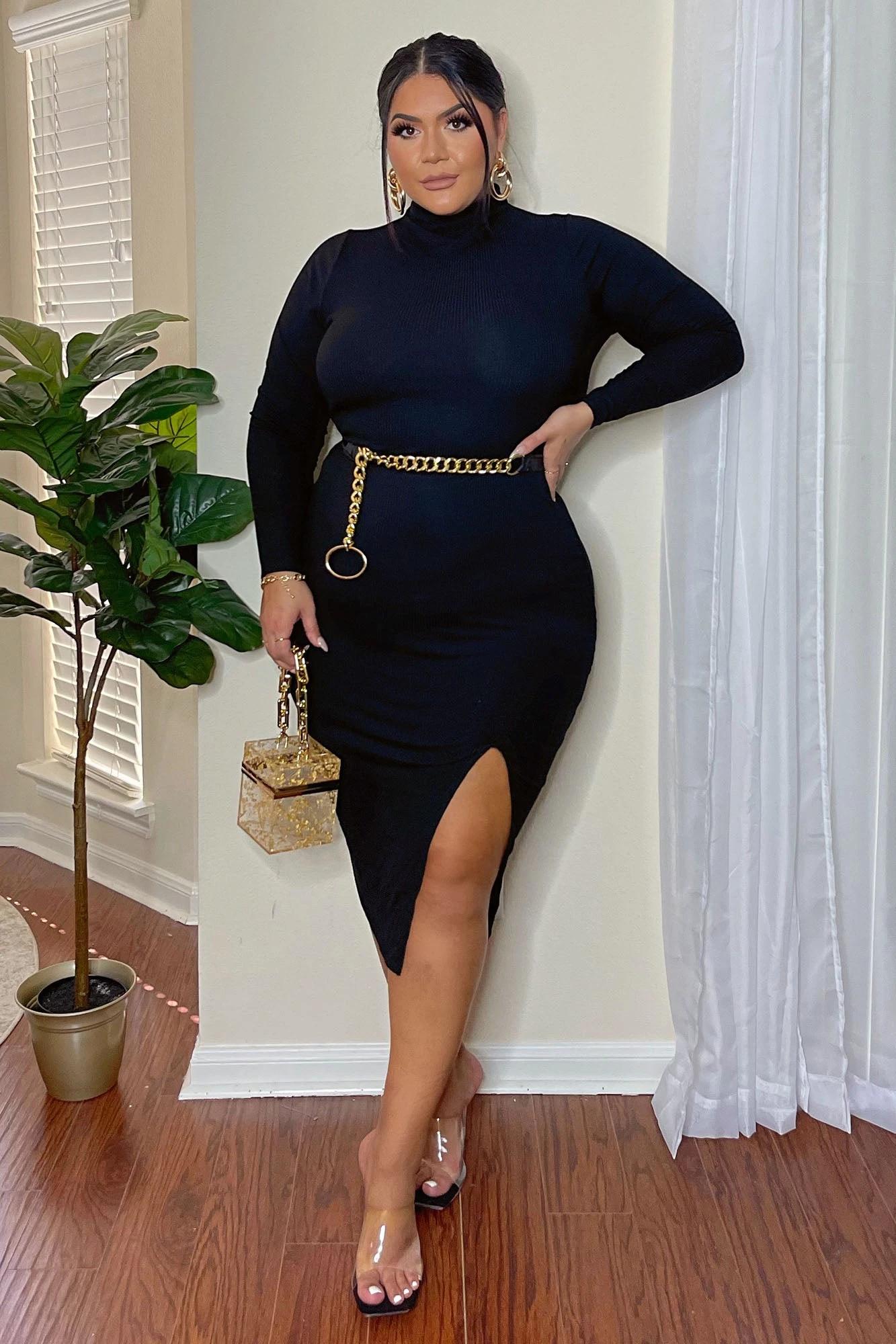 Fashion Nova Happy Hour Feels Midi Dress - Black 7 Fashion Nova Happy Hour Feels Midi Dress - Black - Image 5