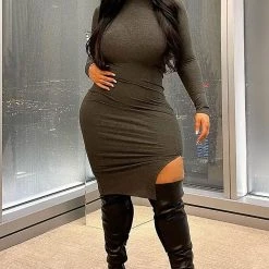 Fashion Nova Happy Hour Feels Midi Dress - Charcoal -fashion nova dresses Shop HappyHourFeelsMidiDress Charcoal MER PLUS