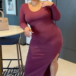 Fashion Nova Helena Ribbed Maxi Dress - Wine -fashion nova dresses Shop HelenaRibbedMaxiDress Wine MER