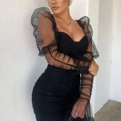 Fashion Nova High Fashion Ruched Mini Dress - Black