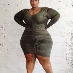 Fashion Nova Hong Kong Ruched Dress - Olive -fashion nova dresses Shop HongKongRuchedDress Olive MER PLUS a48300b5 48e0 4227 b6e5 d43c2bbde601