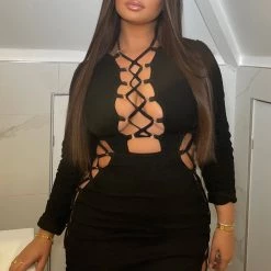 Fashion Nova Hottie Denim Mini Dress - Black