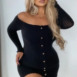 Fashion Nova Jacklyn Off Shoulder Mini Dress - Black -fashion nova dresses Shop JacklynOffShoulderMiniDress Black MER PLUS